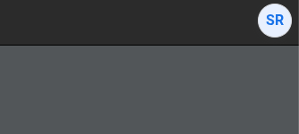 A small white circle with blue SR text in the corner of a darkened screen — the recovery button shown when the toolbar is hidden